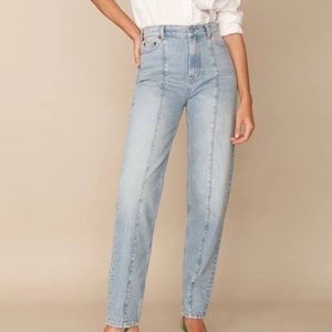 Reformation Kris seamed high rise jean in montauk wash